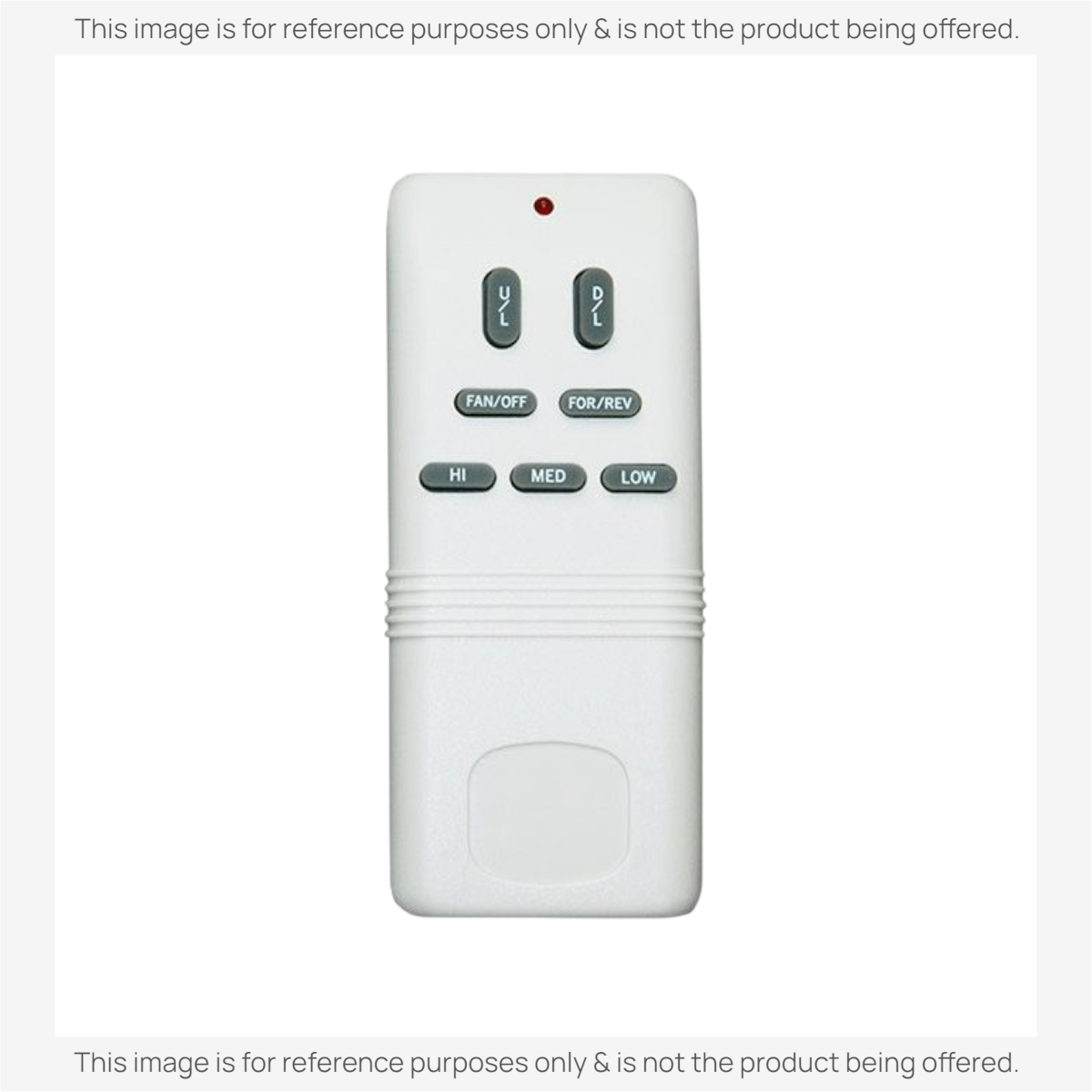 Anderic RR7080T white ceiling fan remote control with up and down light buttons and speed settings.