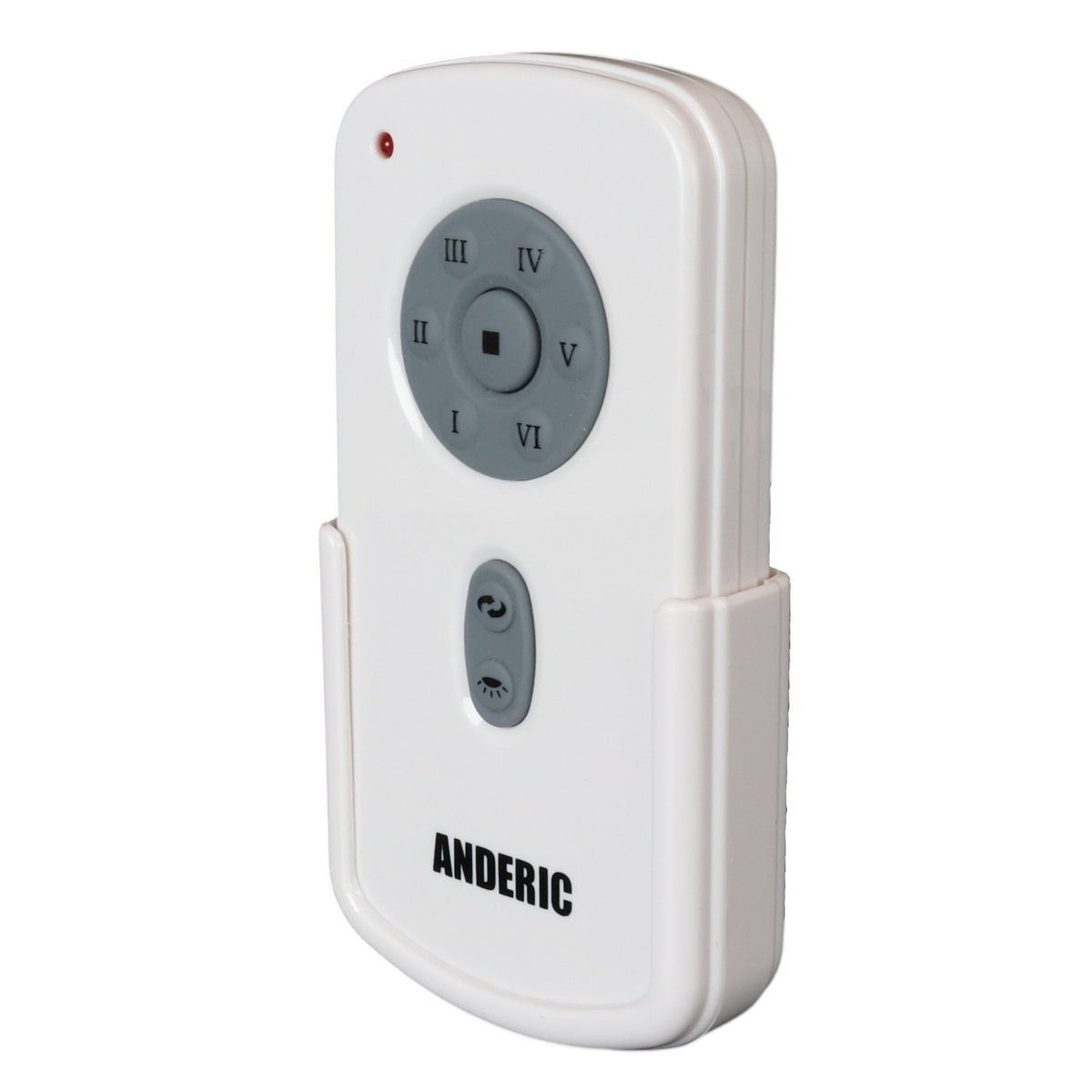 Anderic white DC ceiling fan remote control with grey speed buttons and wall mount holder