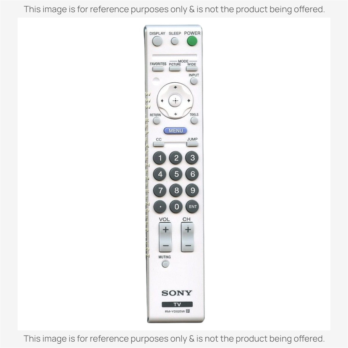 Anderic white replacement remote control for Sony RM-YD025W televisions with standard numeric and function buttons.