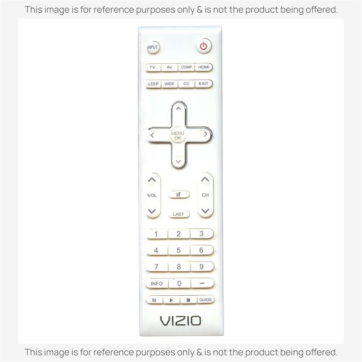 Anderic white replacement TV remote for Vizio featuring a standard button layout for volume, channel, and input control.