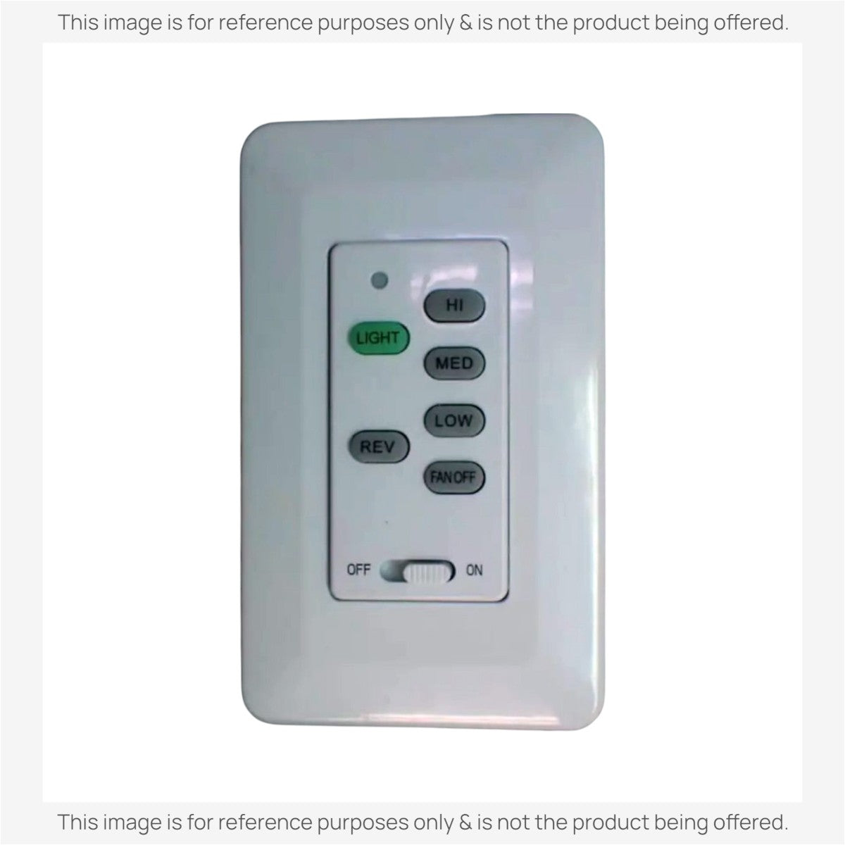 Anderic wired ceiling fan wall control with white faceplate, light button, and fan speed settings.