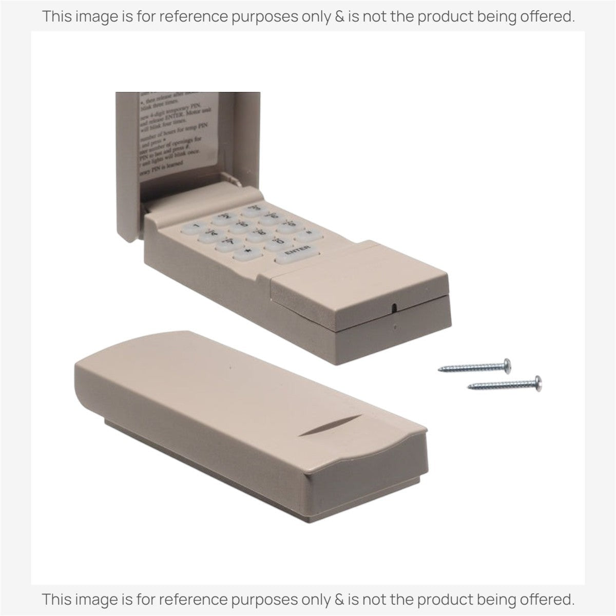 Anderic wireless garage door keypad replacement with beige casing, numeric buttons, and mounting screws.