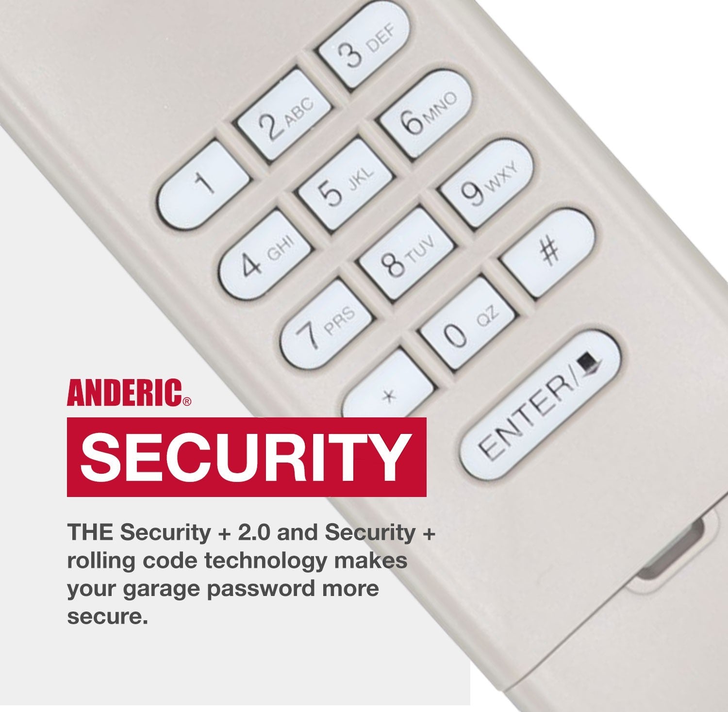 Anderic wireless garage door keypad with numeric buttons and Enter key for secure remote access