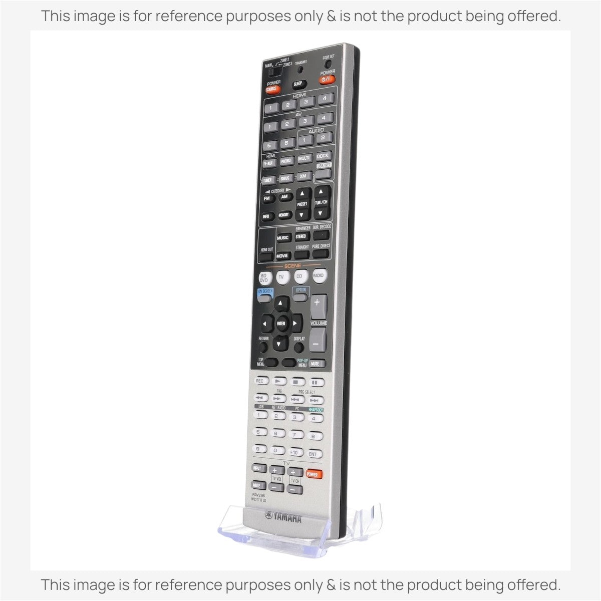 Anderic replacement remote control for Yamaha AV receivers, featuring a black and silver design with full button layout
