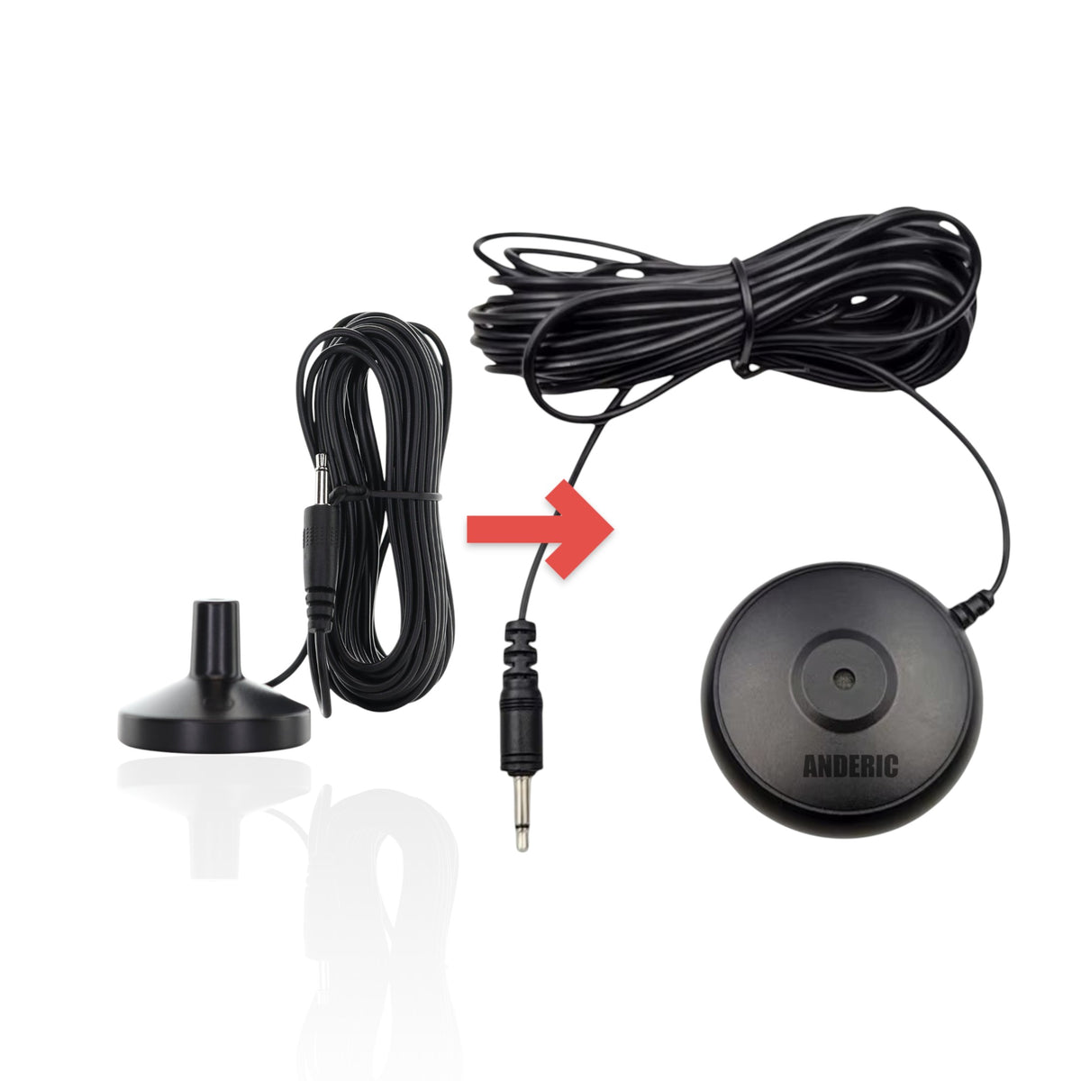 Anderic RRCM2 black calibration microphone for Yamaha AV receiver room setup with long cord and 3.5mm jack