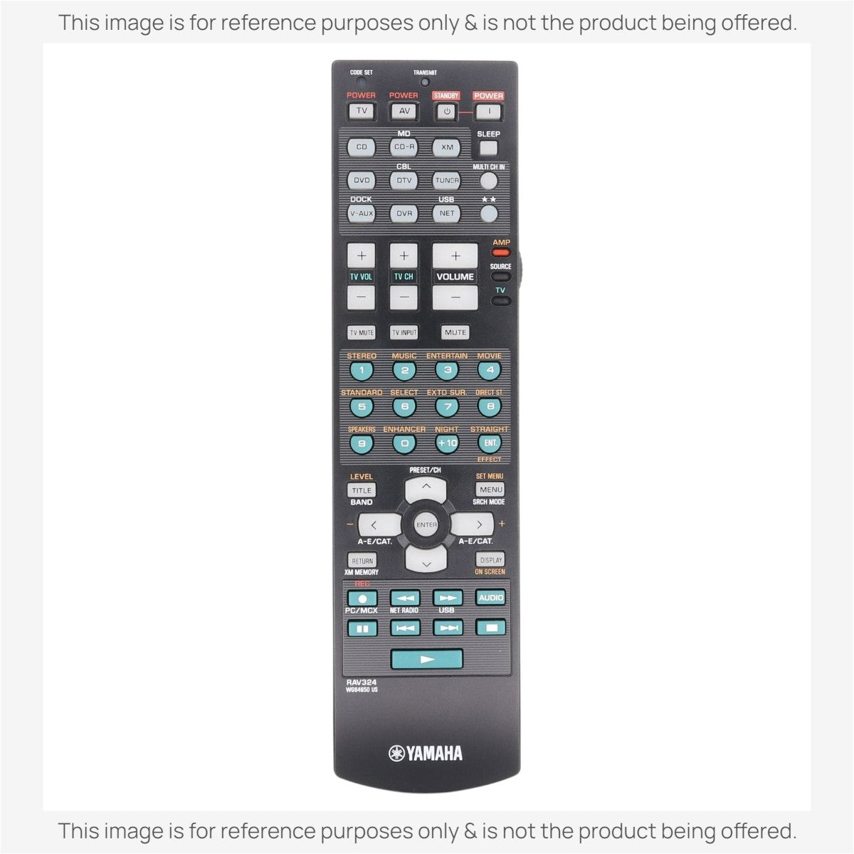 Anderic replacement remote control for Yamaha RAV324 A/V receivers with black finish and multi-function buttons