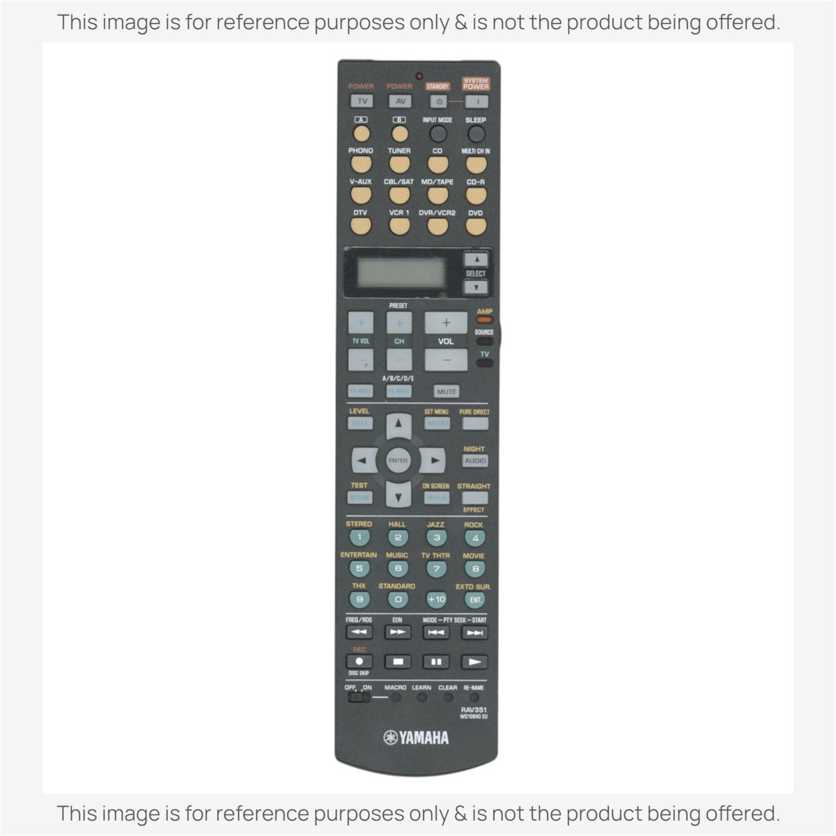 Anderic RRAV311 replacement remote control for Yamaha A/V receivers with black casing and multi-function buttons