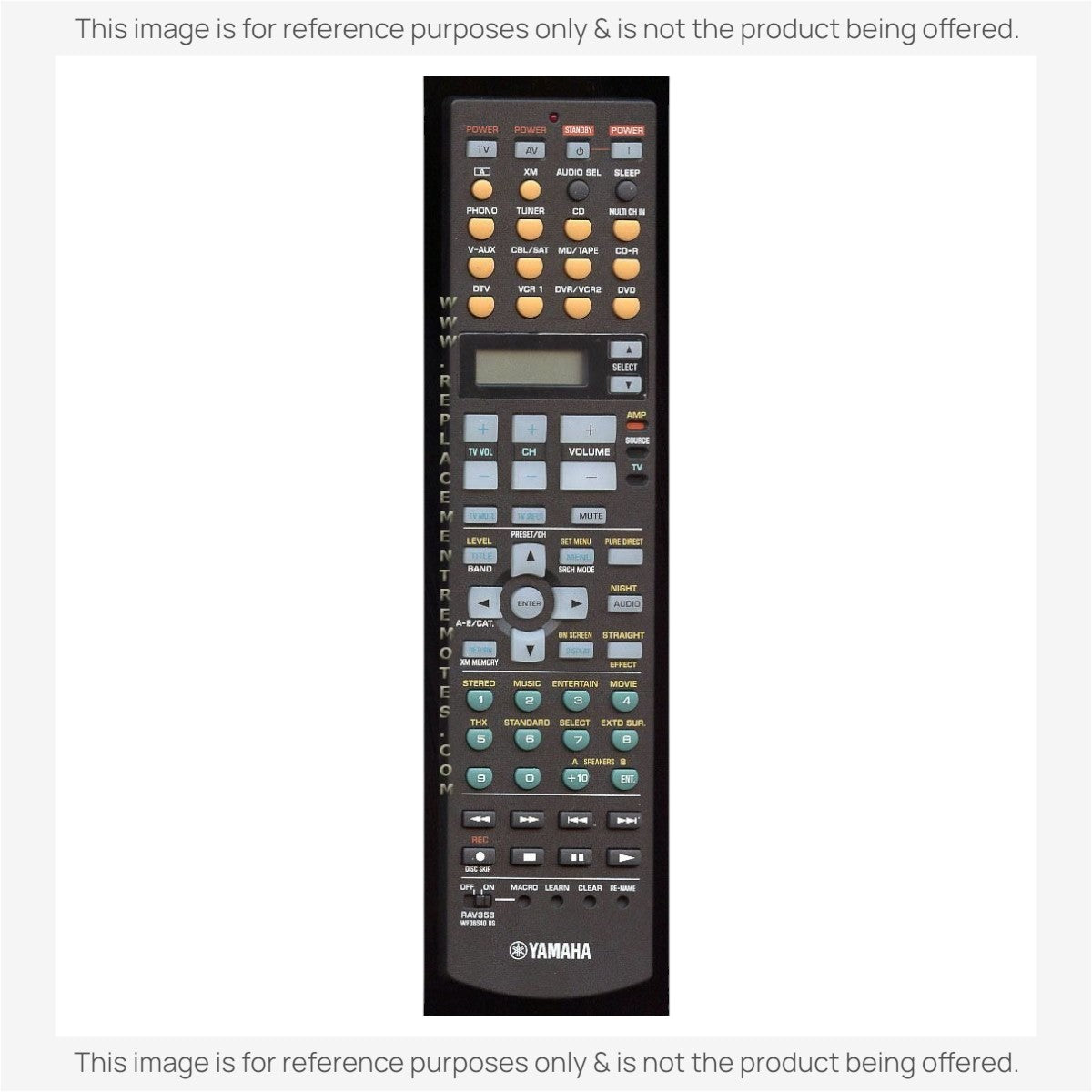 Anderic replacement remote control for Yamaha RAV356 A/V receivers featuring a black keypad with labeled buttons