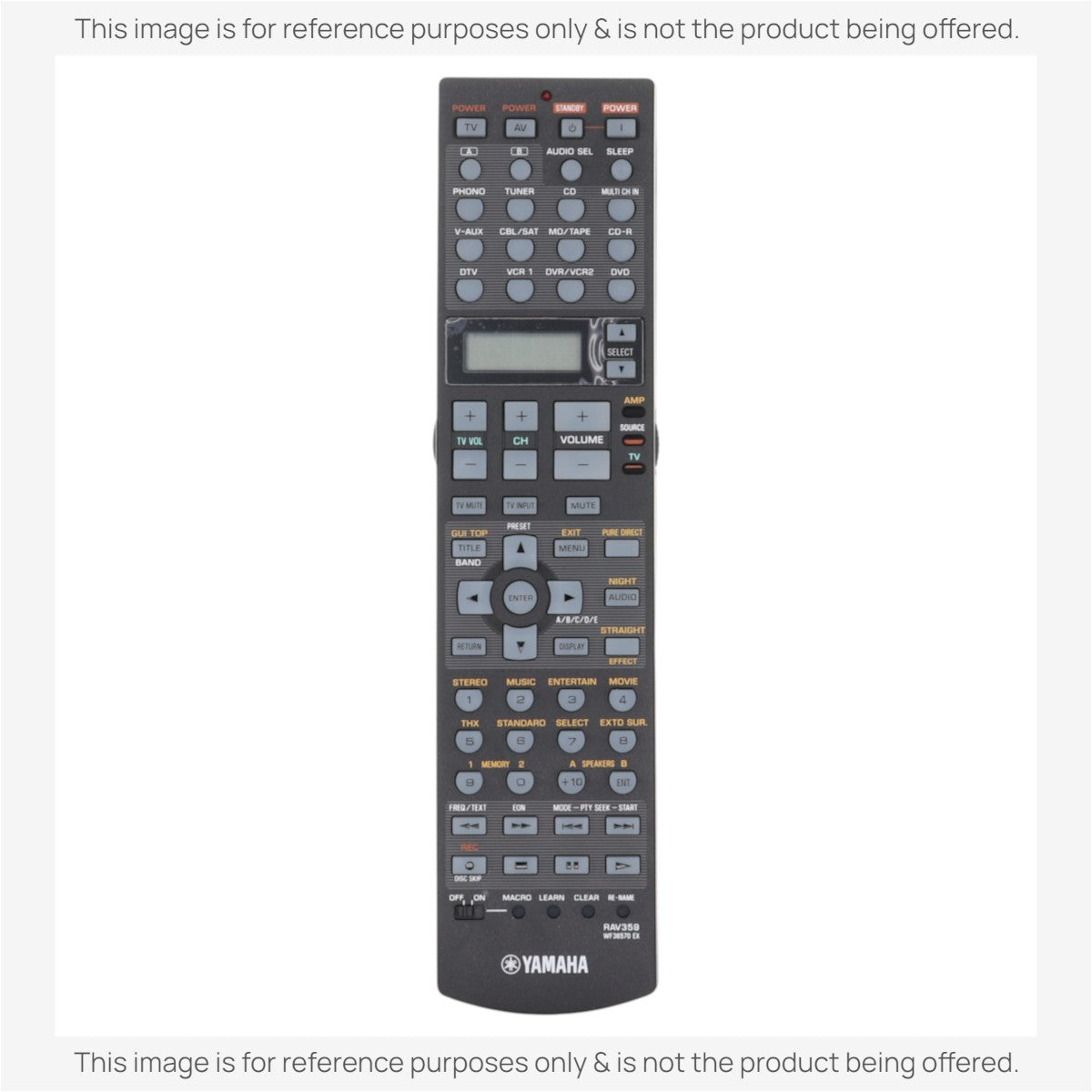 Anderic substitute remote control for Yamaha RAV359 A/V receivers with black casing and multi-function buttons.