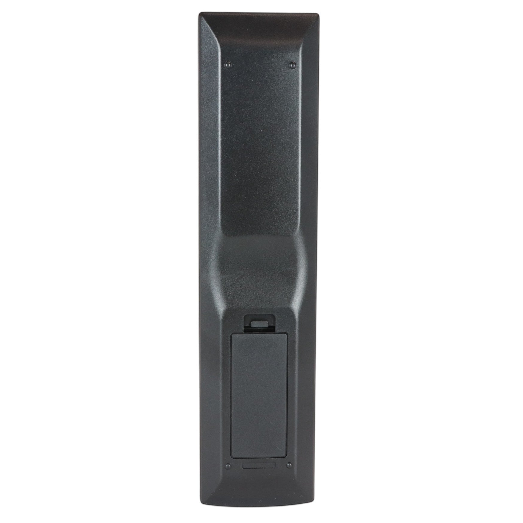 Anderic black replacement remote control for Yamaha A/V receivers, back view showing battery compartment cover.