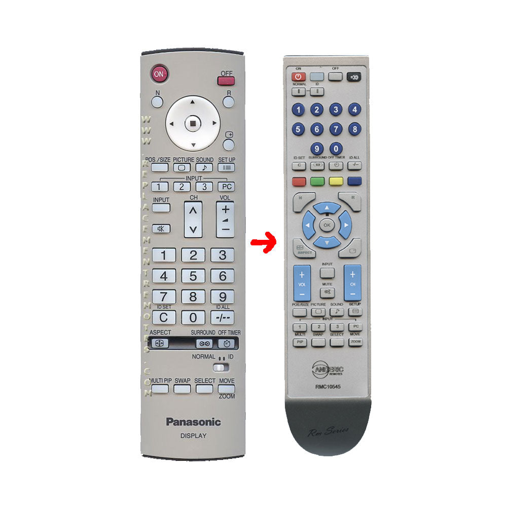 Télécommande Anderic EUR7636070R pour moniteur Panasonic - RMC10545