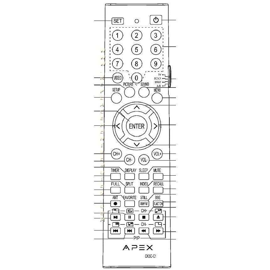 Control remoto para TV Apex CK5CC1