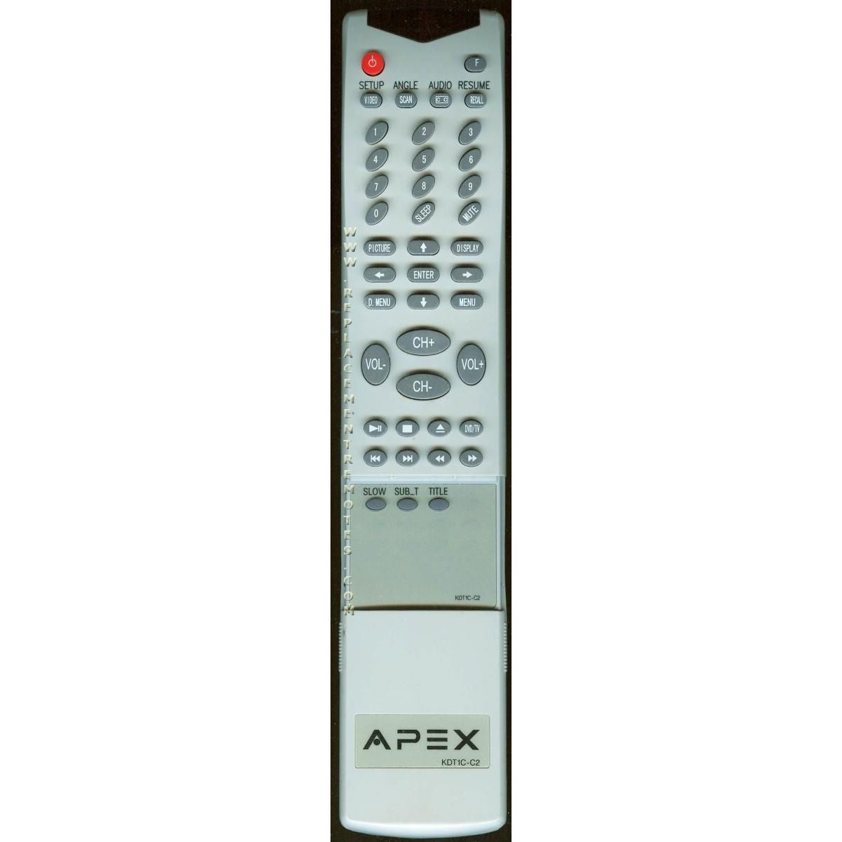 Control remoto para TV/DVD Apex KDT1CC2
