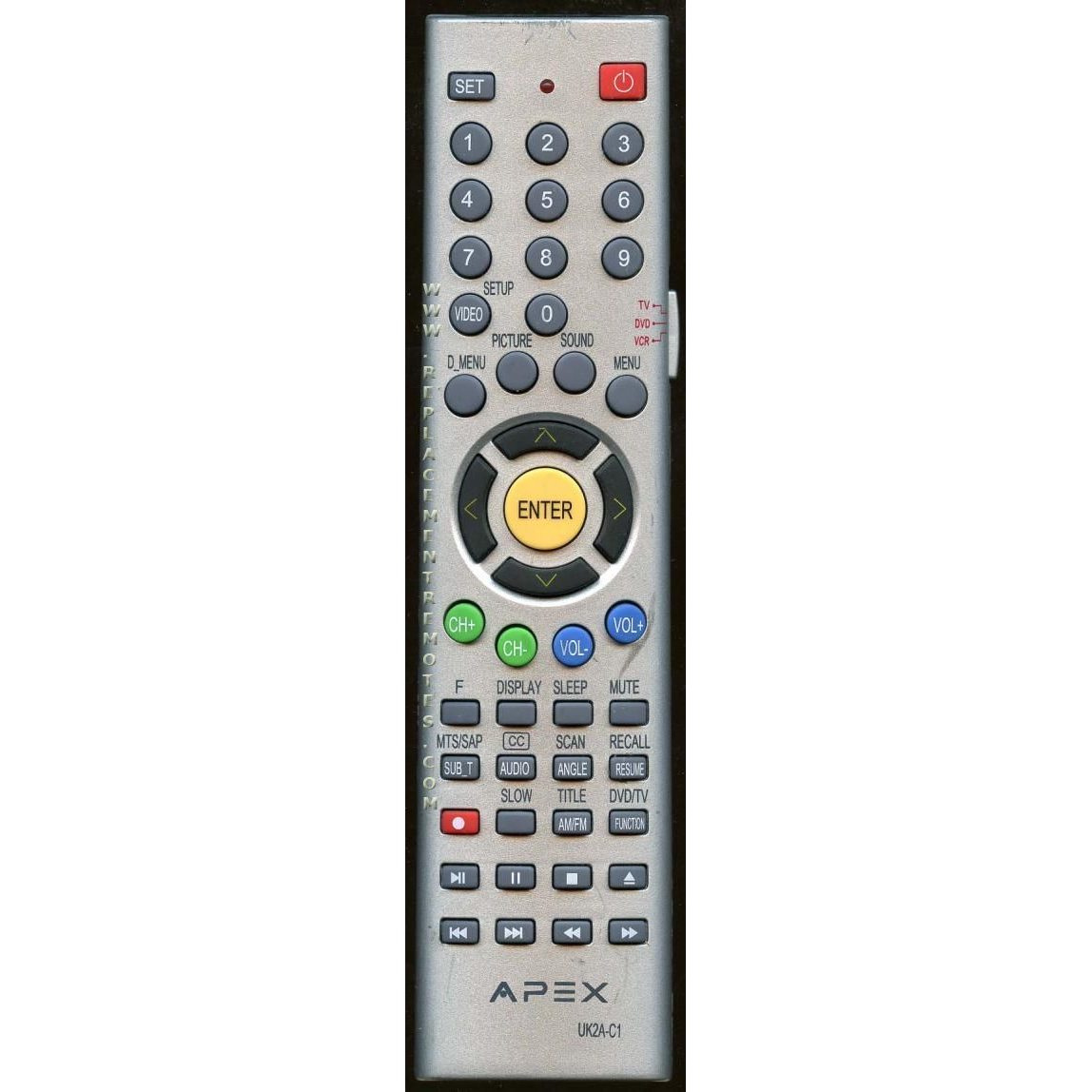 Apex UK2AC1 TV/DVD Remote Control