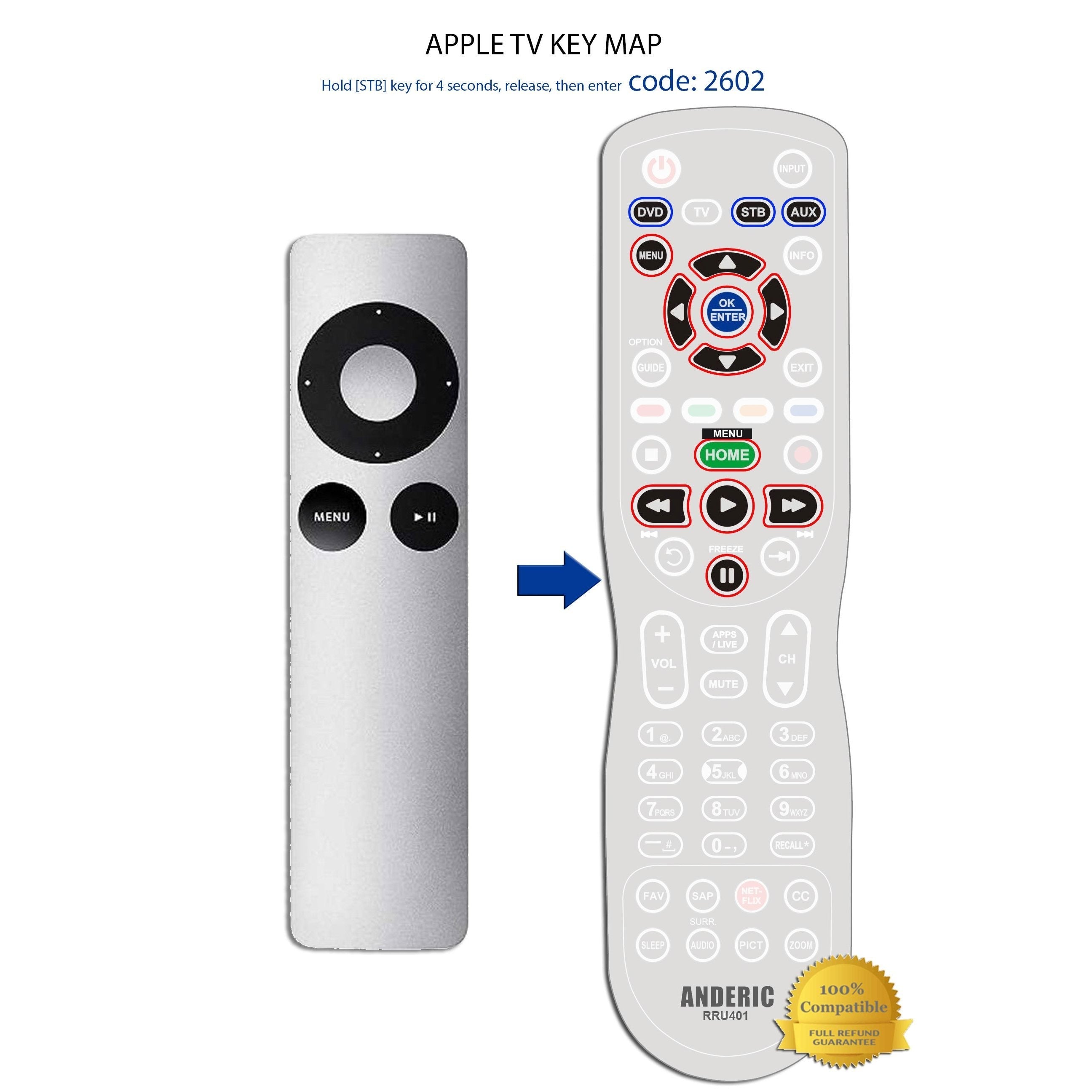 Anderic Substitute for Apple MC377LL/A Streaming Remote Control [RRU401-2692]