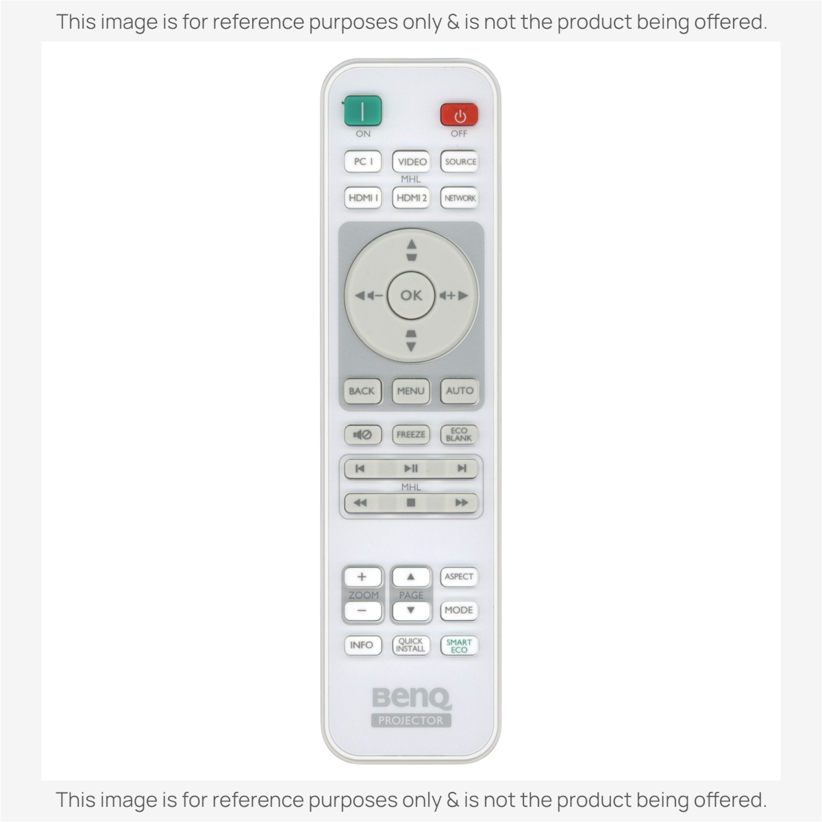 Anderic RR3720 white substitute remote control for BenQ projectors featuring a full button layout and navigation pad.