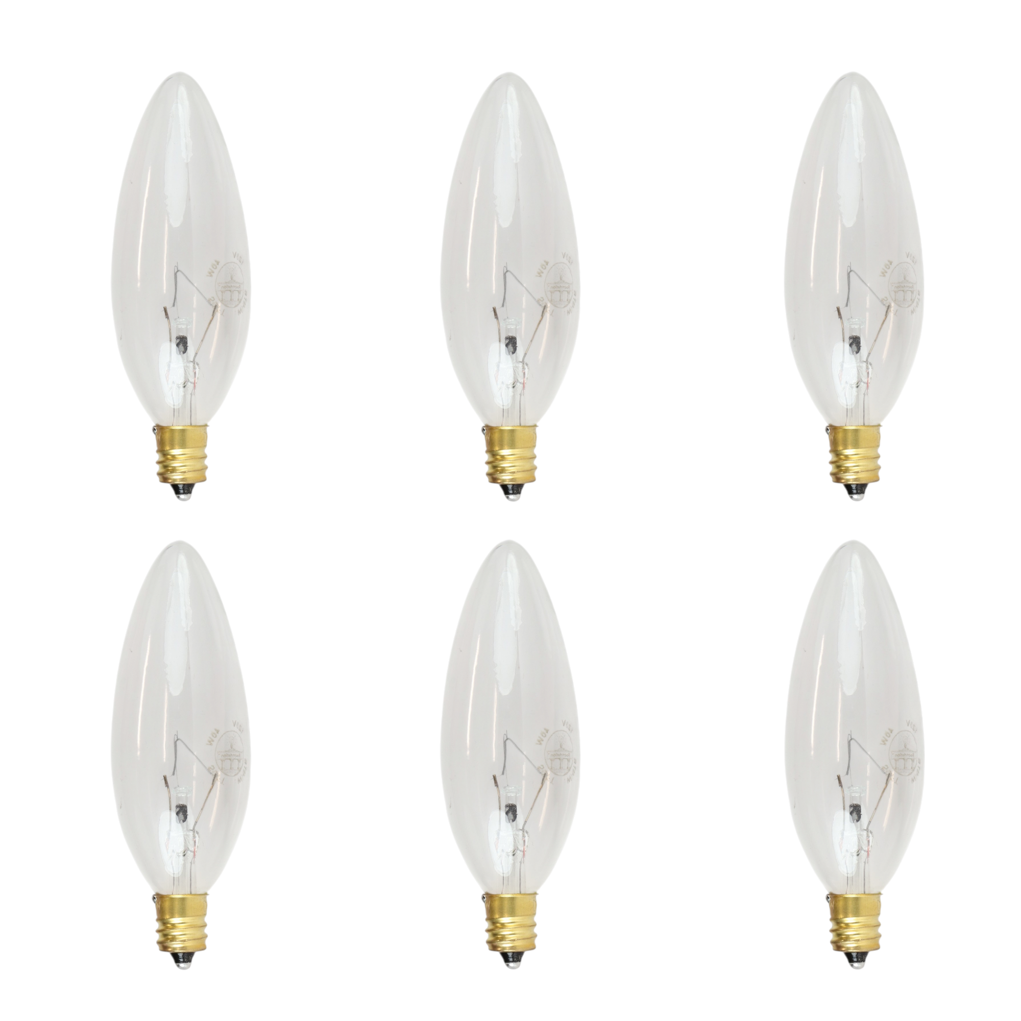 Foundation™ 40-Watt Incandescent Dimmable Light Bulb - 2700K Soft White, E12 Candelabra Base, Torpedo - 6-Pack