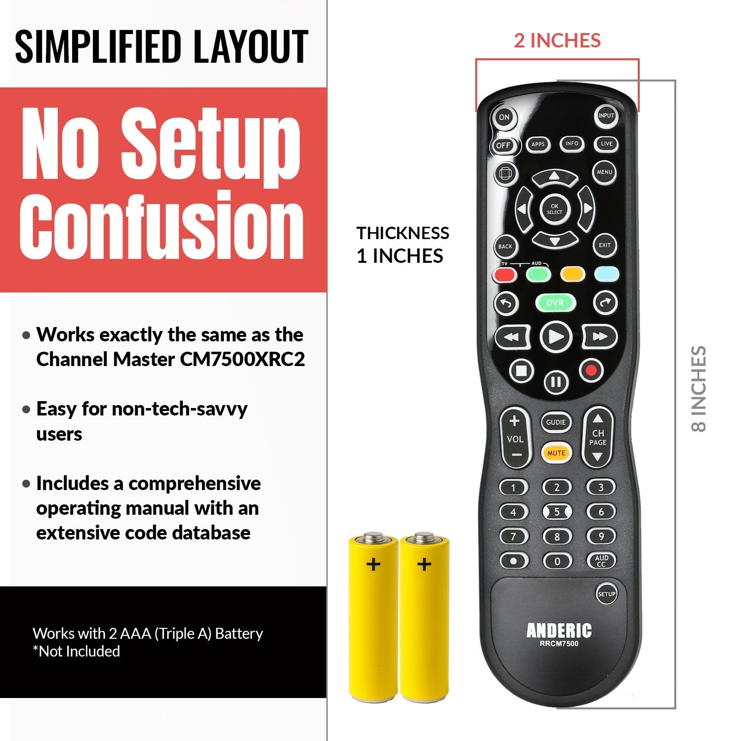 Télécommande pour convertisseur de tuner TV numérique Channel Master CM7500GB16rem