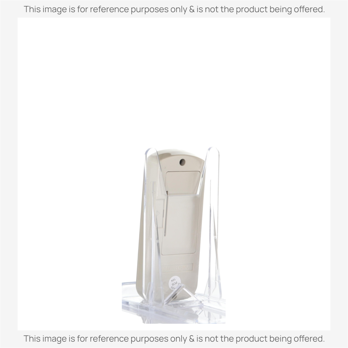 A beige plastic GE General Electric WJ26X21700 Air Conditioner Remote Control, shown upright on a clear stand with "PBC 104" sticker on back and battery compartment—ideal replacement remote.