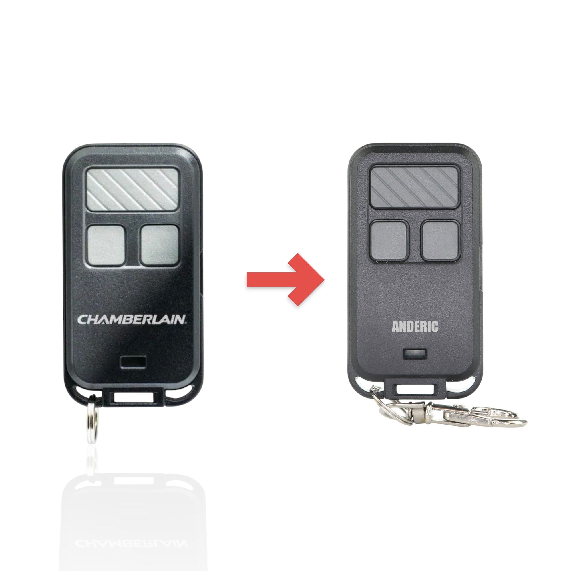 Anderic Substitute for Chamberlain 956EV 3-Button Keychain For all Chamberlain with Learn key Garage Door Opener Remote Control [890MAX]