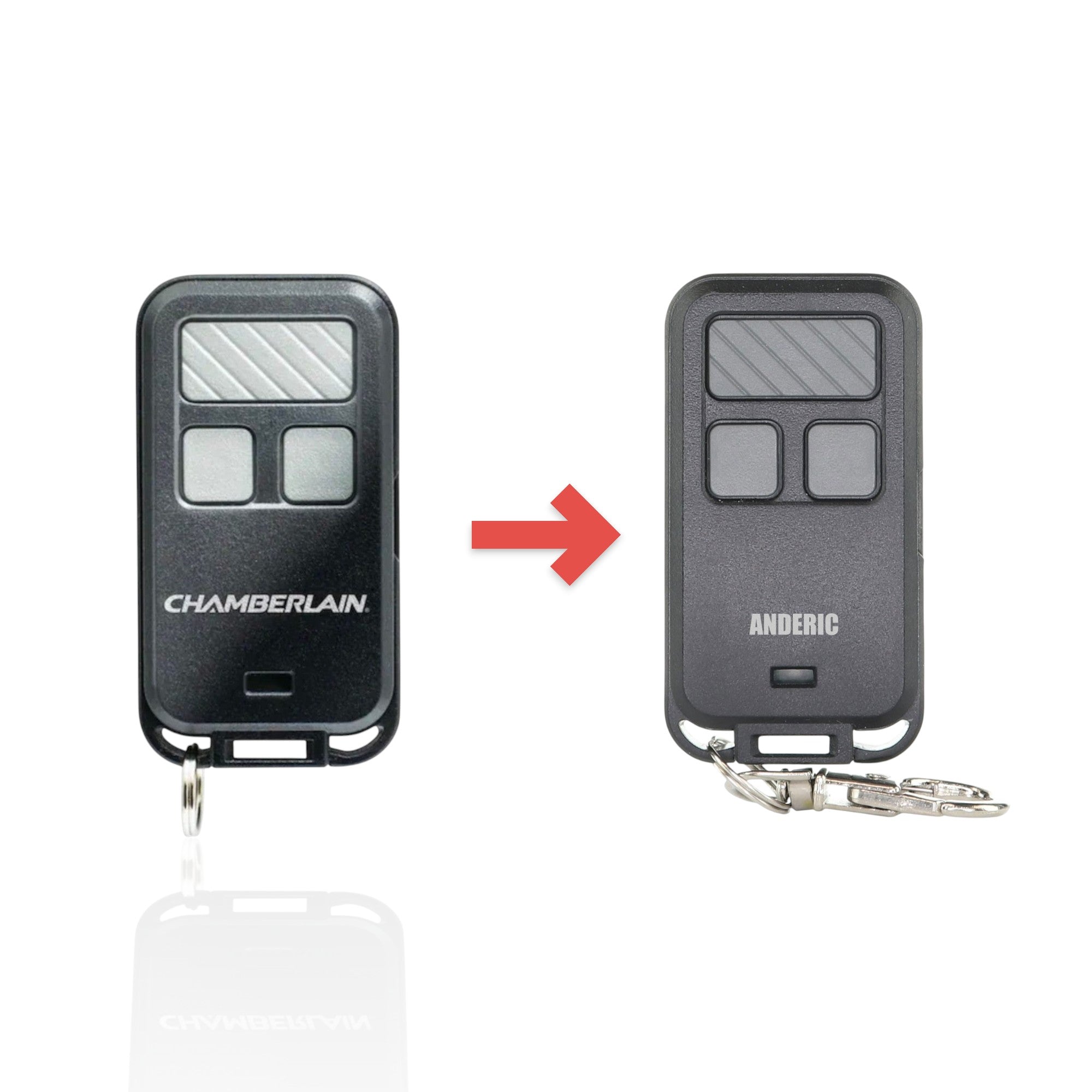 Anderic Substitute for Chamberlain 956EVC-P2 3-Button Keychain For all Chamberlain with Learn key Garage Door Opener Remote Control [890MAX]