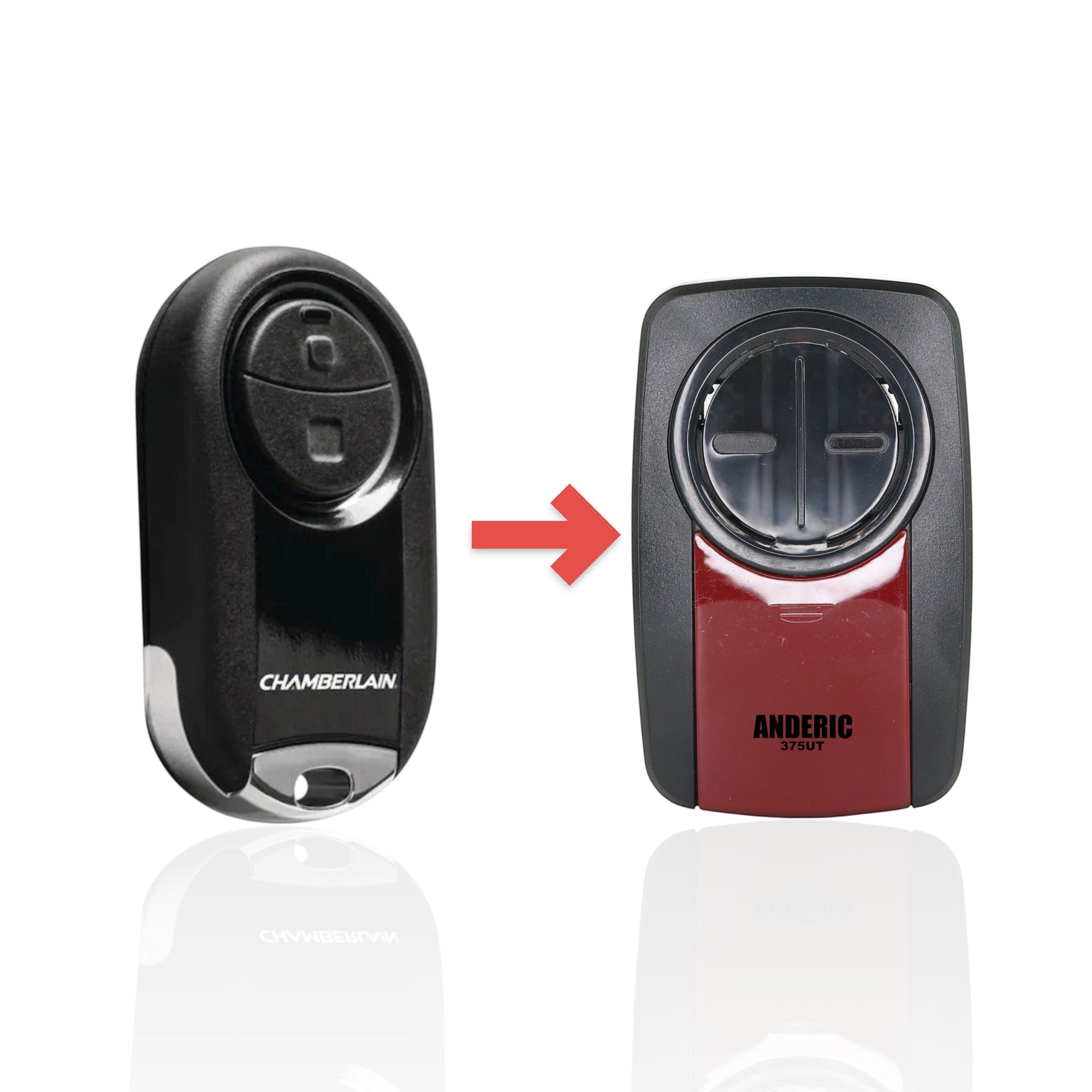 Anderic Substitute for Chamberlain MC100-P2 Keychain 2-Button Universal for Learn Key Garage Door Opener Remote Control [375UT-2button]