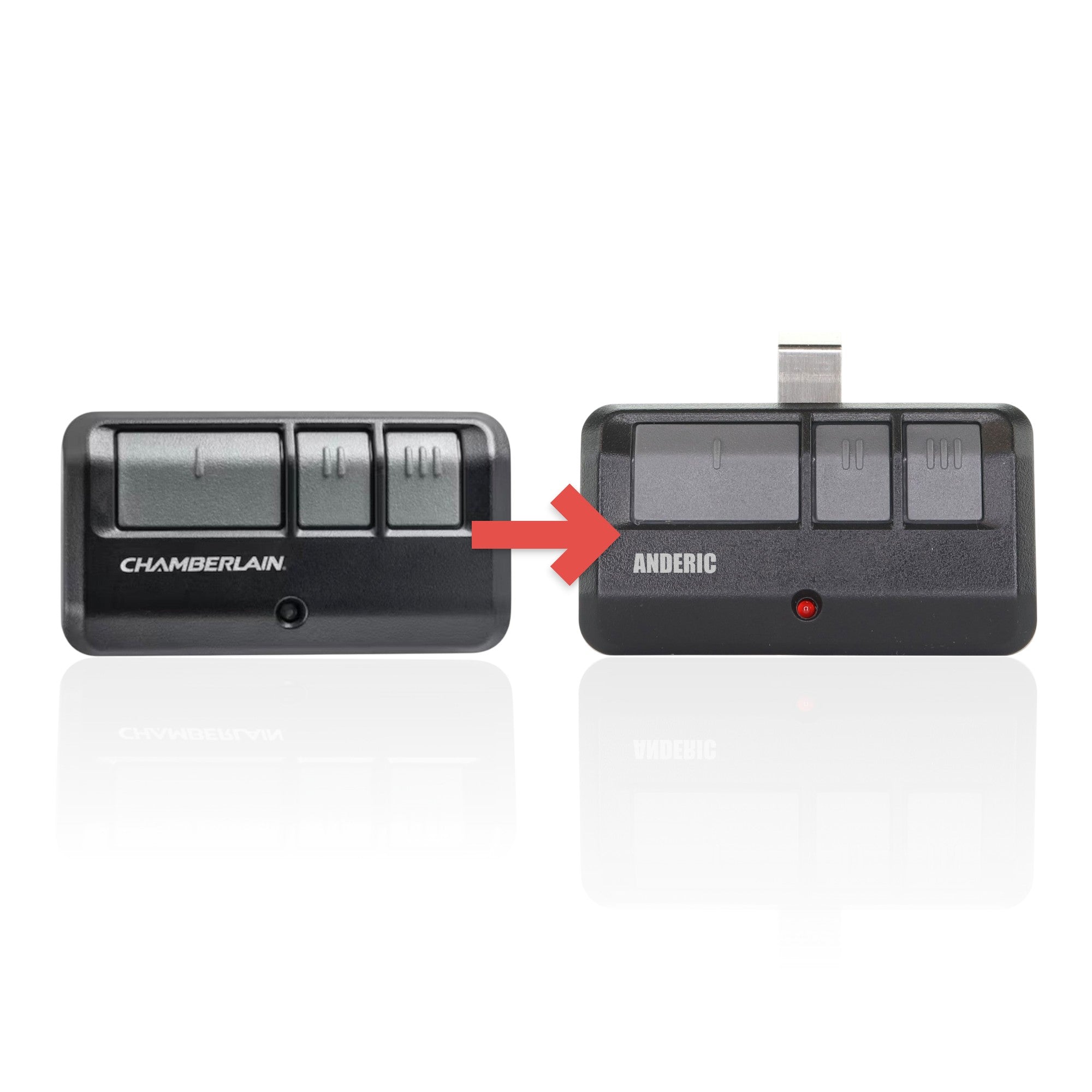 Anderic Substitute for Chamberlain 953EV-P2 3-Button For all Chamberlain with Learn key Garage Door Opener Remote Control [893MAX]
