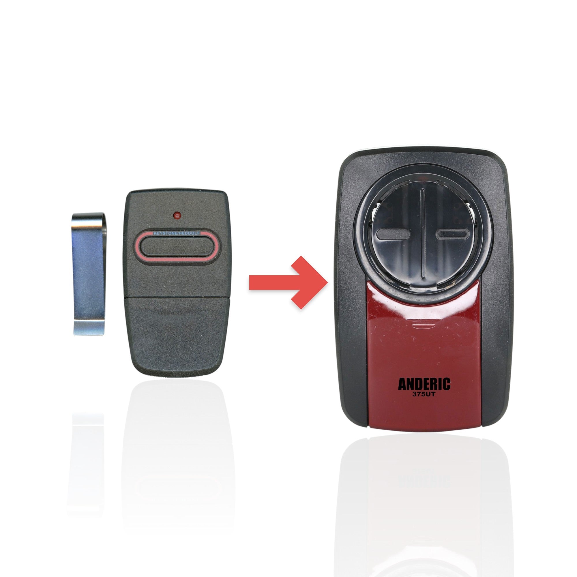 Anderic Substitute for Crusader M220 300MHZ 10 dip switch visor sized remote Garage Door Opener Remote Control [375UT-2button]
