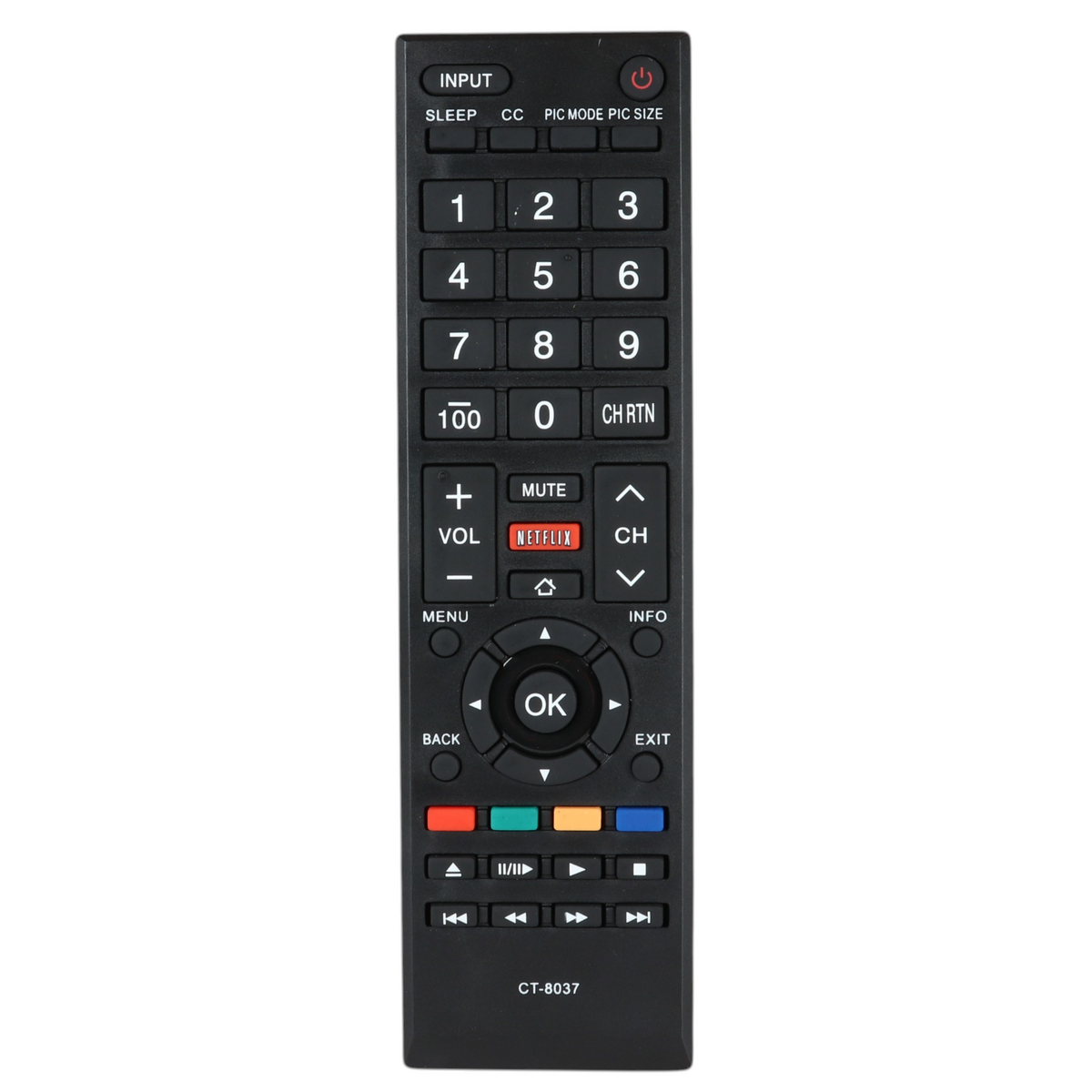 Anderic CT8037 Replacement TV Remote Control for Toshiba CT-8037 and Similar Models
