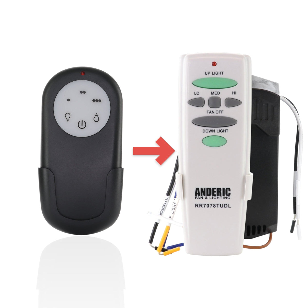 Sustituto para el mando a distancia del ventilador de techo DL-4114T | Luz arriba y abajo - DL-4114T [RR7078TUDLKIT]