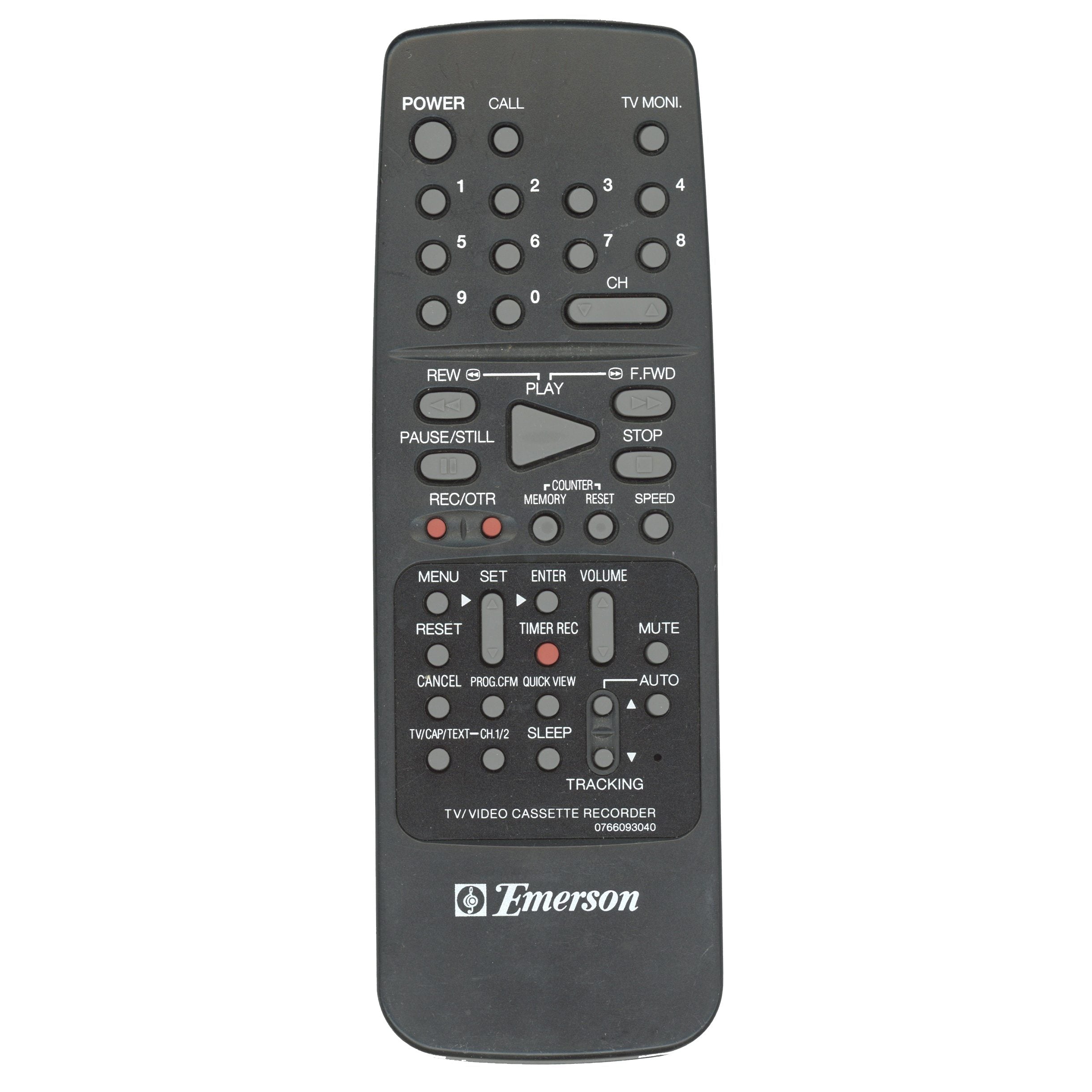 Emerson 0766093040 VCR Remote Control