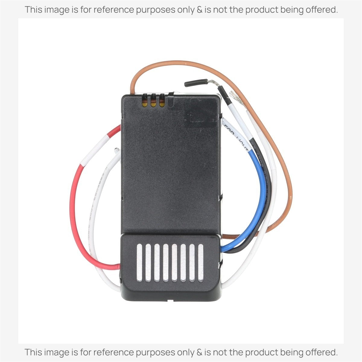 The Anderic FAN42R 315MHz for Harbor Breeze Ceiling Fan Receiver is a black rectangular electronic component with a vented section, featuring red, blue, brown, and white wires for easy remote pairing.