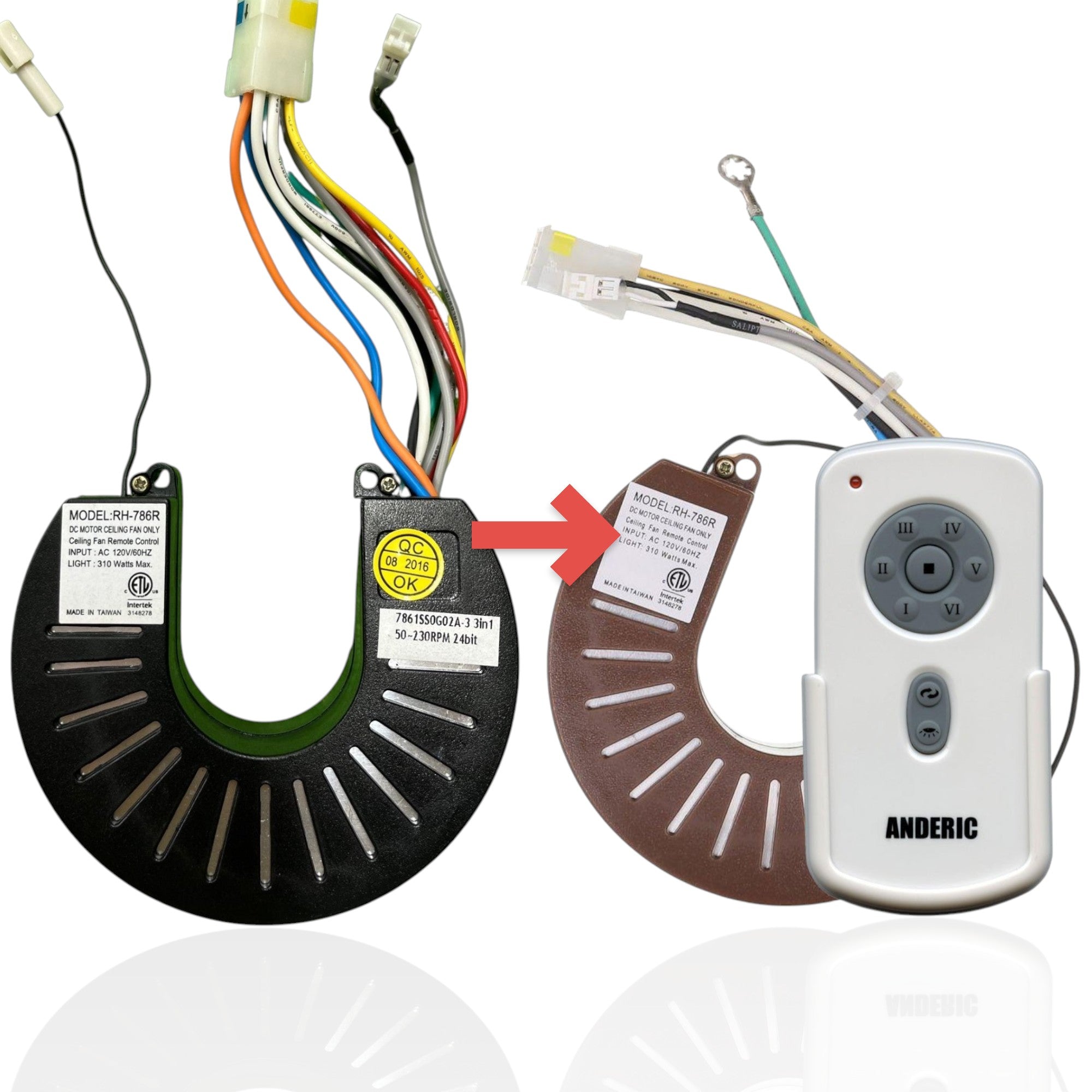 Sustituto para el receptor de ventilador de techo con luz ascendente/descendente Fanimation Fans RH786R [RH786R/RR787T-KIT]