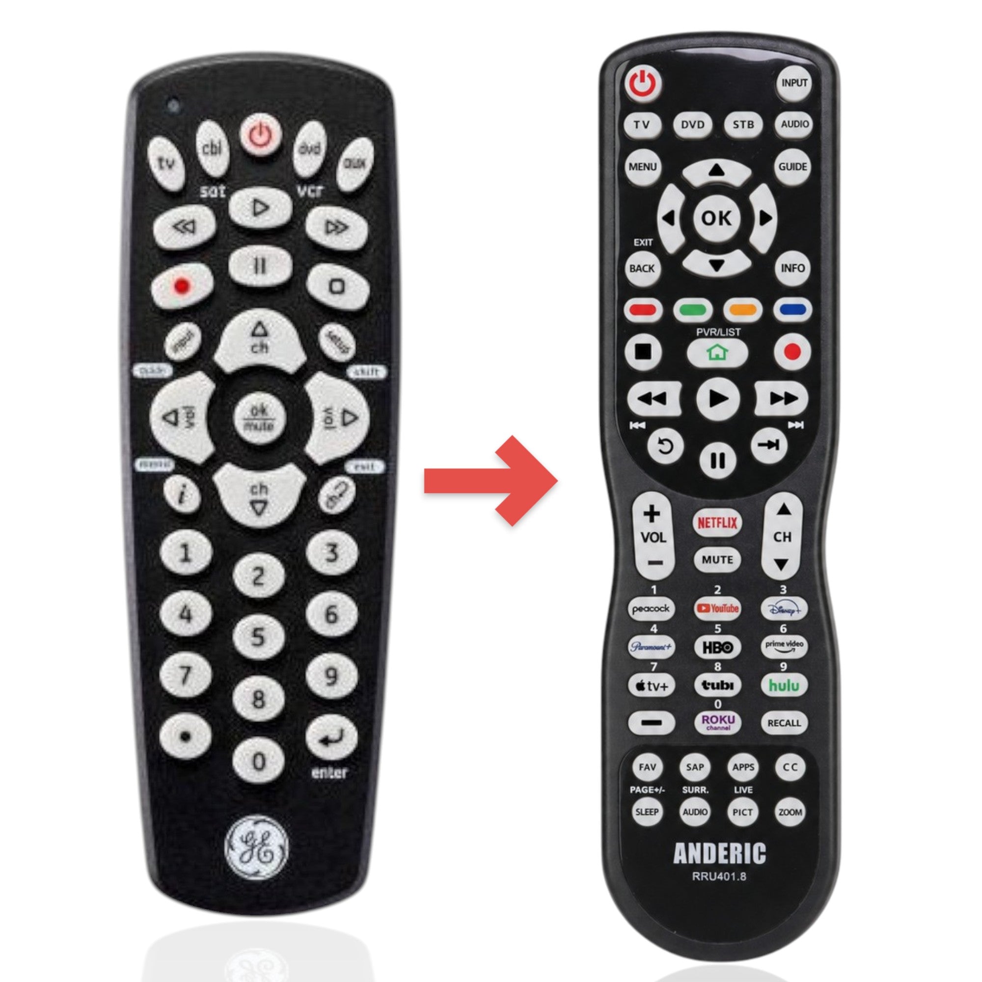Anderic Substitute for GE 27985 4-Device Universal Remote Control [RRU401]