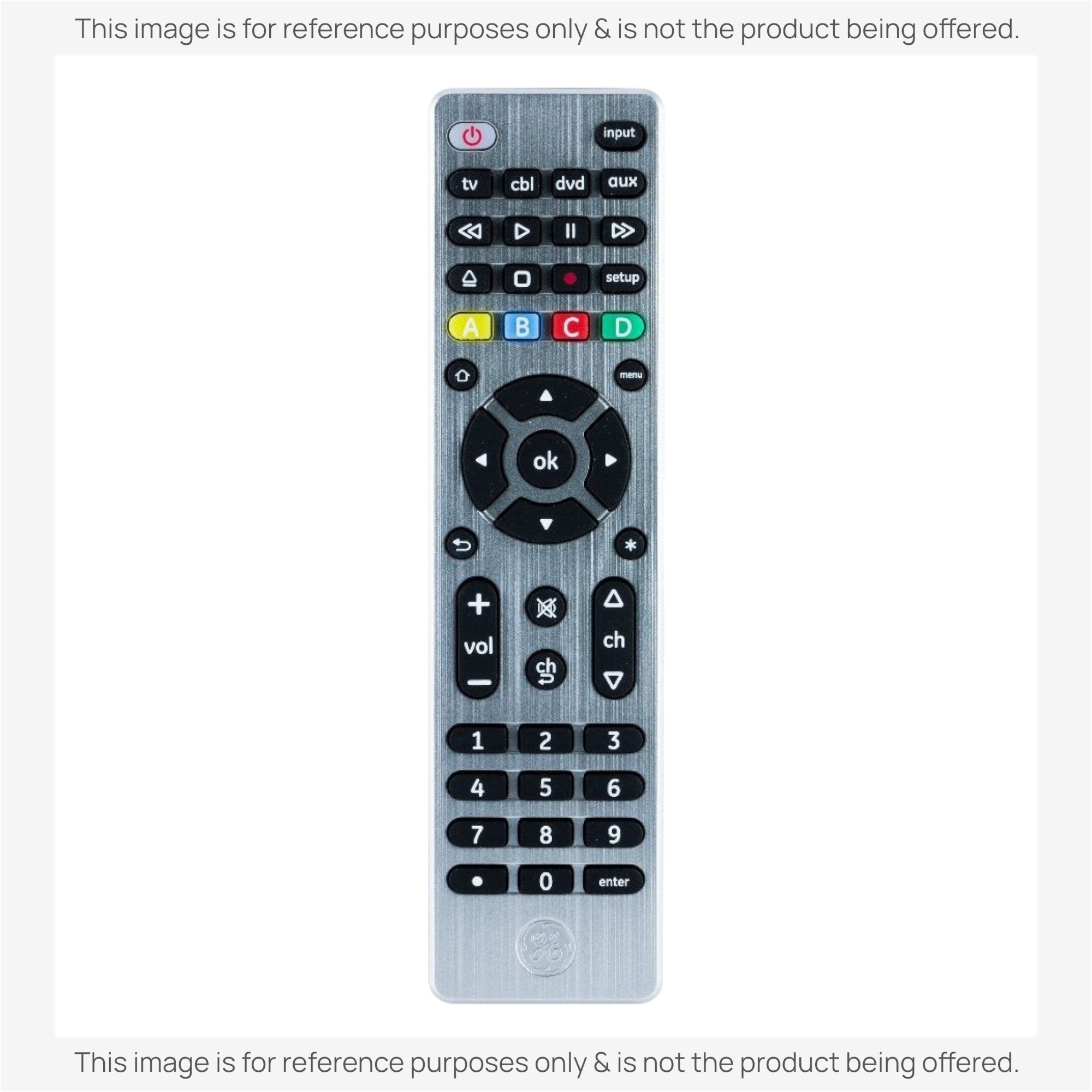Substitute for GE 33709 UltraPro Brushed Silver 4-Device Universal Remote Control [RRU401]