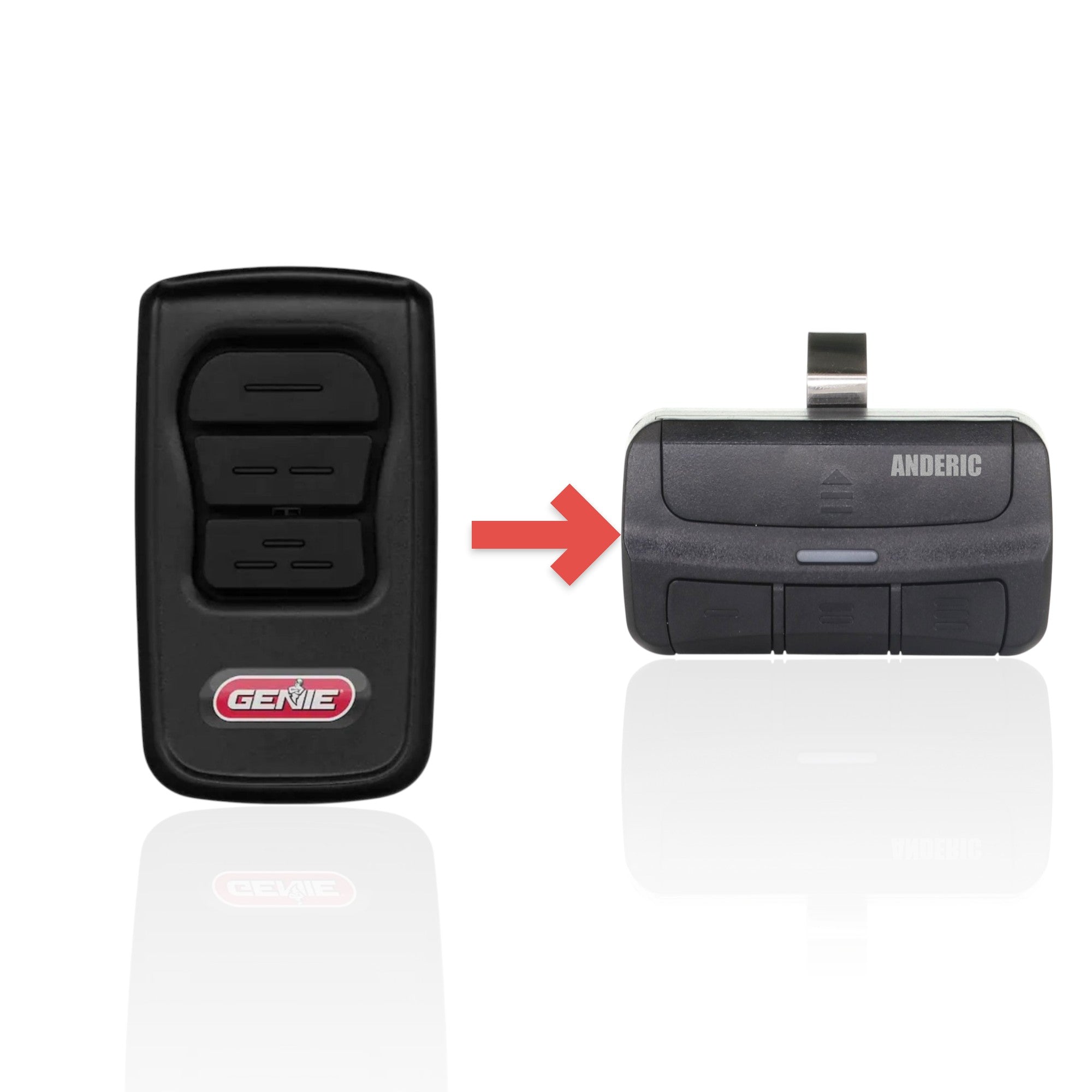 Anderic Substitute for Genie GM3T-R 3-Button for Genie with Learn and 9/12 DIP Switches Garage Door Opener Remote Control [375UT-3button]