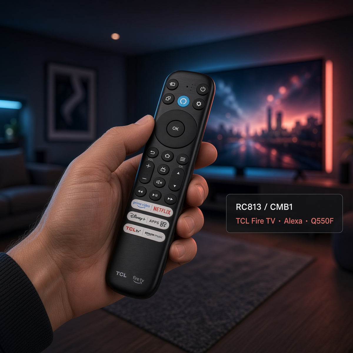 TCL RC813 CMB1 Control Remoto Amazon Alexa Fire TV | Q550F | Voz - G0401-000249