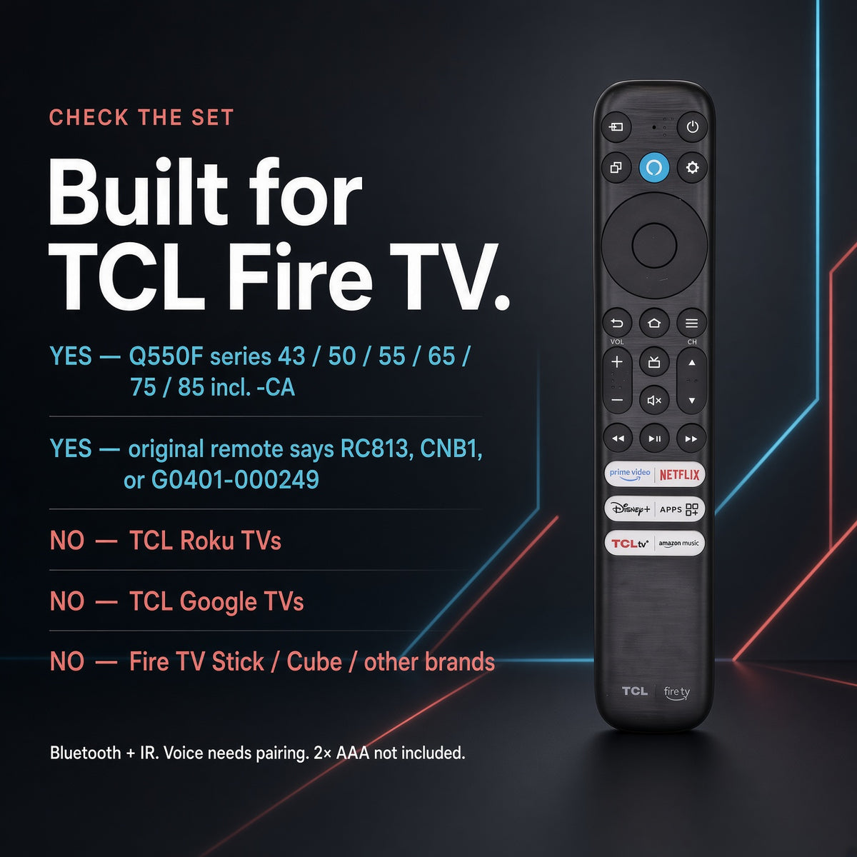 TCL RC813 CMB1 Control Remoto Amazon Alexa Fire TV | Q550F | Voz - G0401-000249