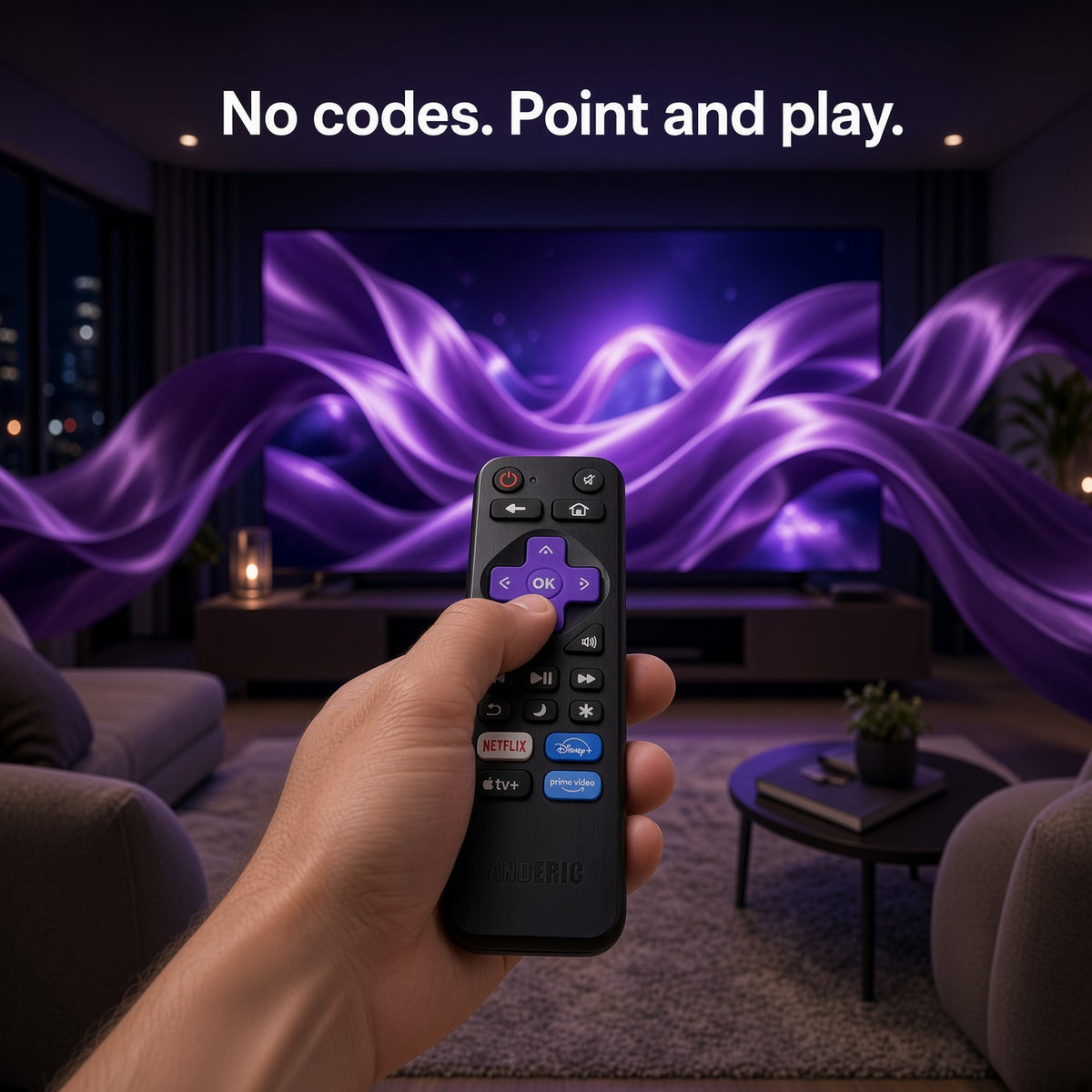 Anderic RRLF26 (No Programming Needed) Replacement Remote Control for most Roku TVs such as ONN, Hisense, Philips, TCL, Hiro