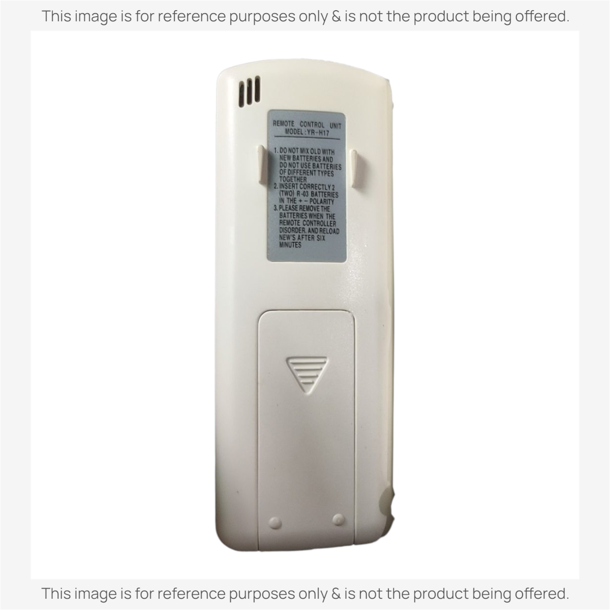 Anderic white replacement remote control for Haier air conditioners showing the back battery compartment view