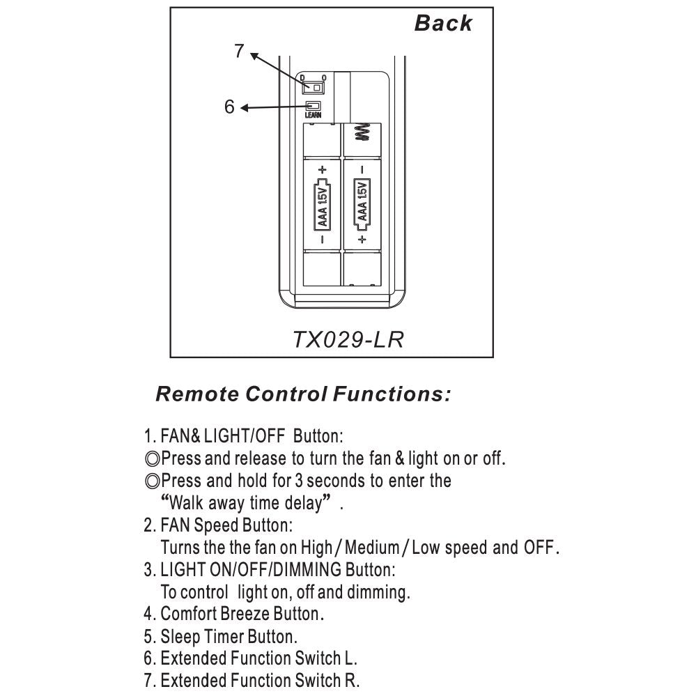 Télécommande pour ventilateur de plafond Hampton Bay A25-TX029-LR