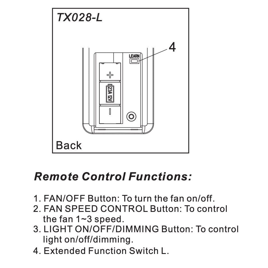 Télécommande pour ventilateur de plafond Hampton Bay TX028-L