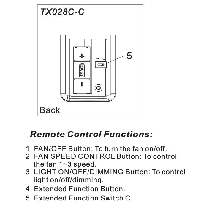 Control remoto para ventilador de techo Hampton Bay TX028C-C