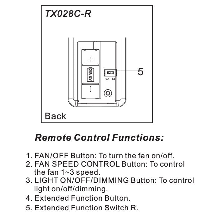 Control remoto para ventilador de techo Hampton Bay TX028C-R