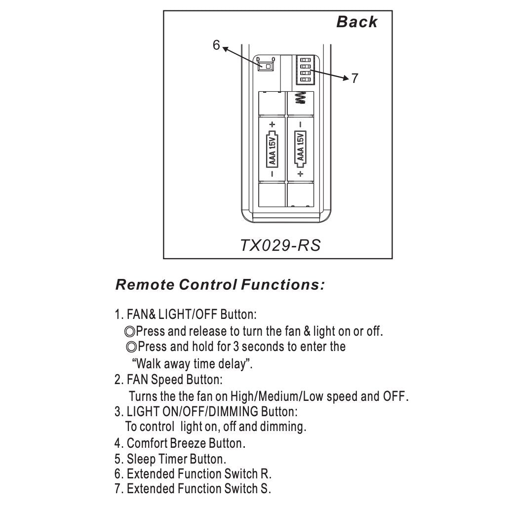 Télécommande pour ventilateur de plafond Hampton Bay TX029RS