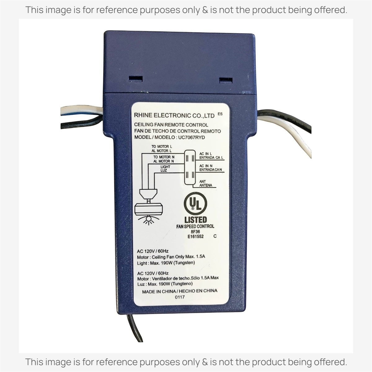 Sustituto para el receptor de ventilador de techo Hampton Bay UC7067RYD [63T-AC83T-KIT]