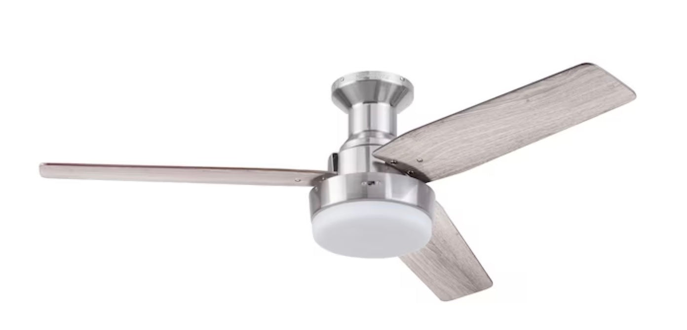 Ventilateur de plafond encastré d'intérieur Harbor Breeze 42481 Mac II de 52 po, nickel brossé