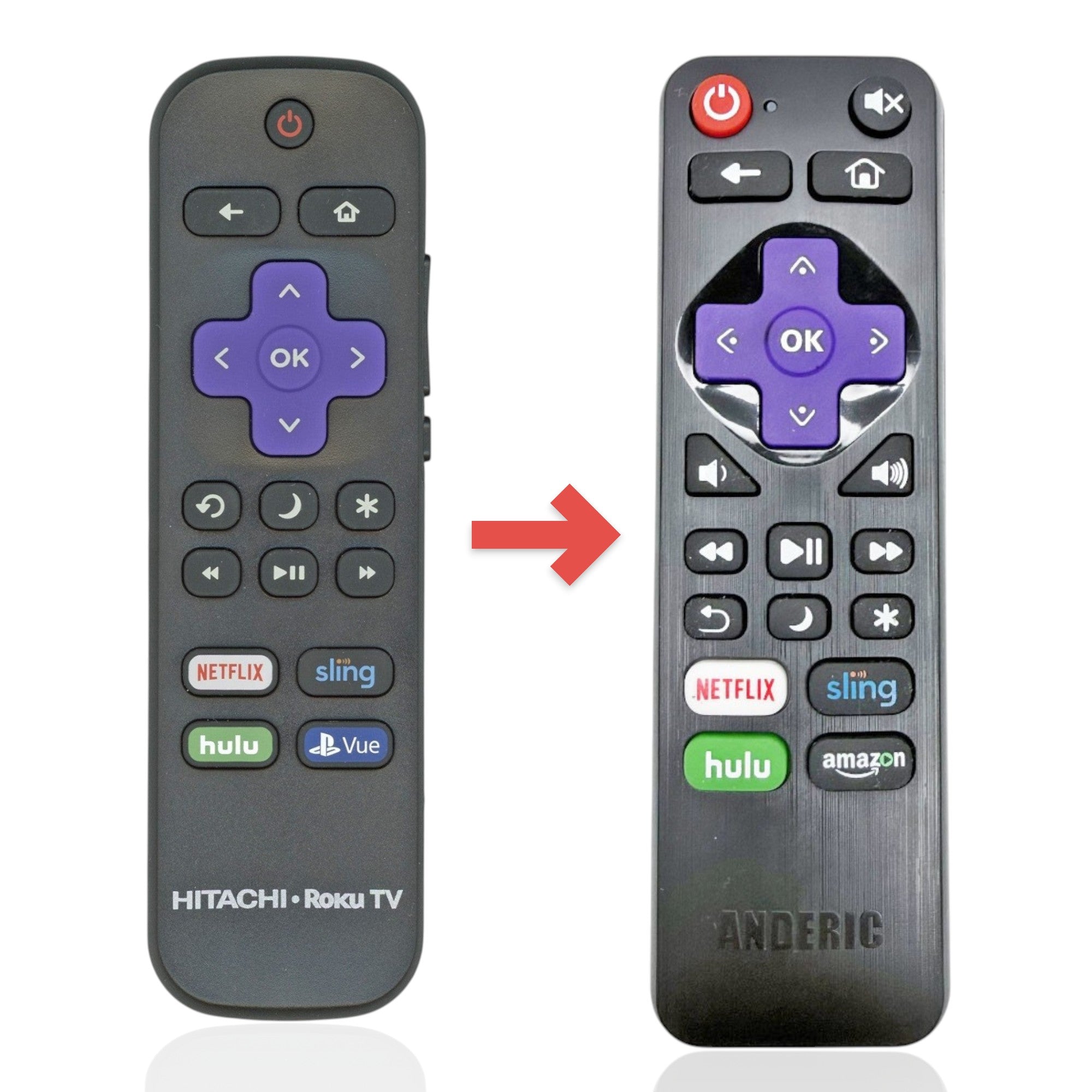 Sustituto para el Control Remoto de TV Roku Hitachi 101018E0003 [RRLF16]