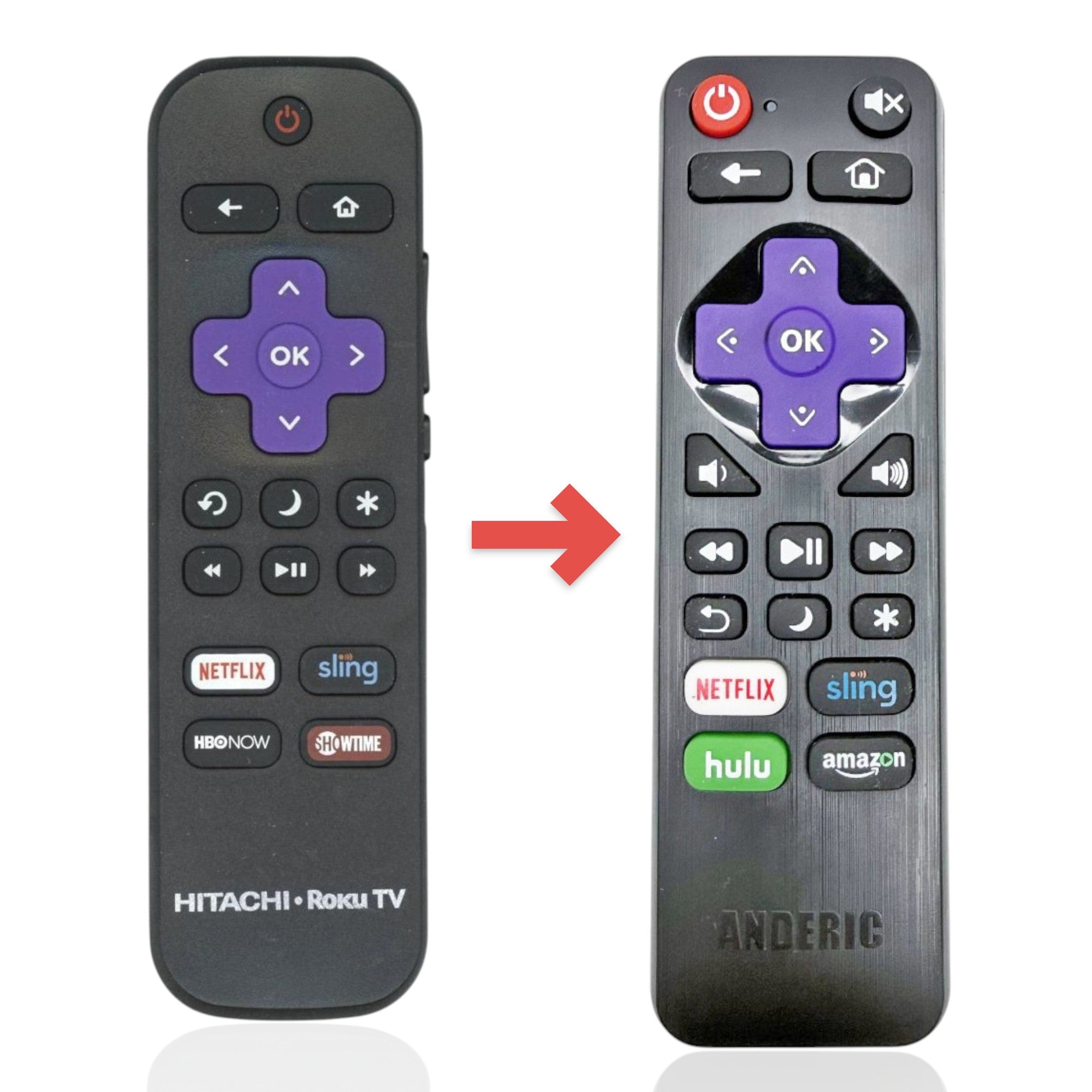 Mando a distancia de repuesto para televisores Roku Hitachi 850153865 [RRLF16]