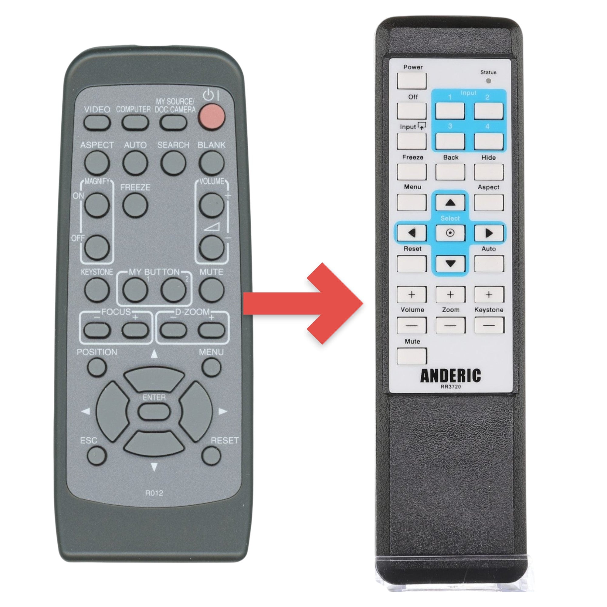 Télécommande de remplacement pour projecteur Hitachi R012 [RR3720]